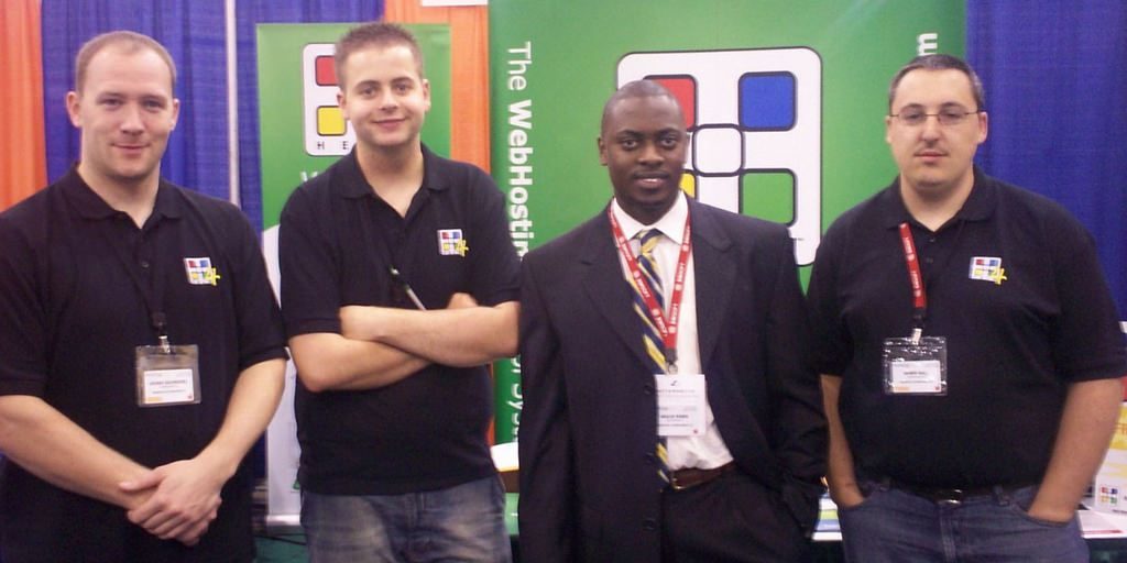 The PointClick team, including Malik Khan third from left, at HostingCon 2007.